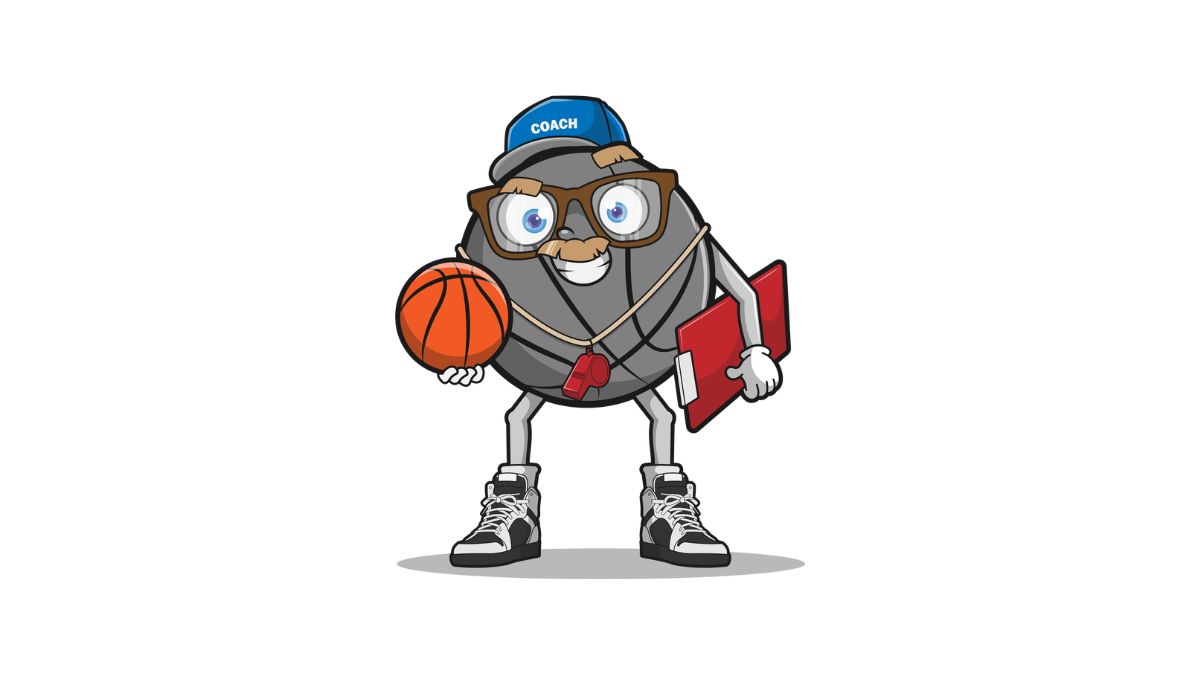 Coach Baller character from Lil Baller Books, a kids basketball book about finding the best basketball camp for beginners